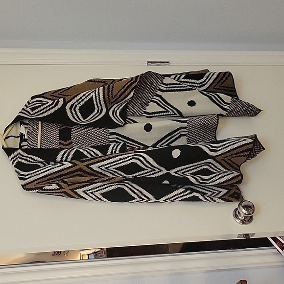 WEST 36TH Geometric Art Deco Draped Grandpa Cardigan Sweater Medium Large - Picture 2 of 9